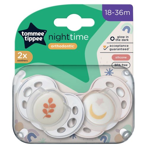 Tommee Tippee játszócumi CTN Night 2 db 18-36hó hold/ág